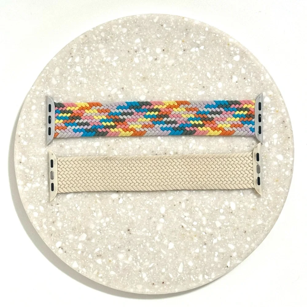 3/$20 Apple Watch Band Set Braided Elastic Strap 2pcs Multicolor & Beige